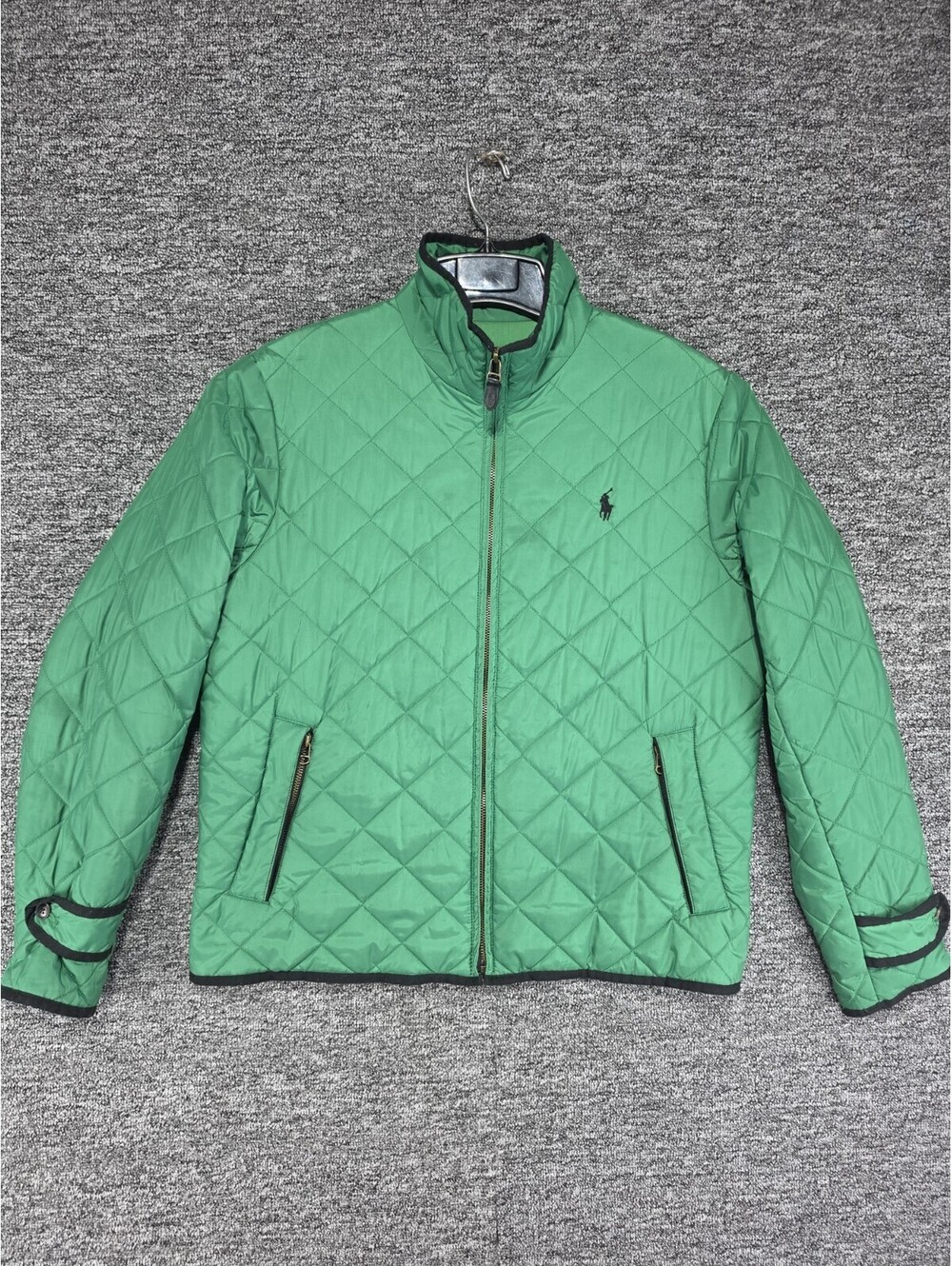 Ralph Lauren Sport Men's Green Quilted Full Zip Stand-Up Insulated Jacket L